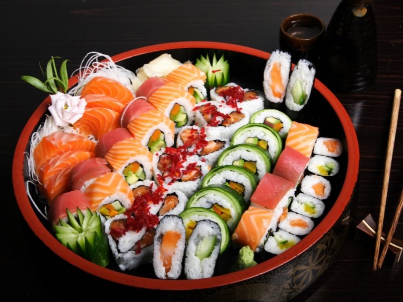 Traditional sushi rolls